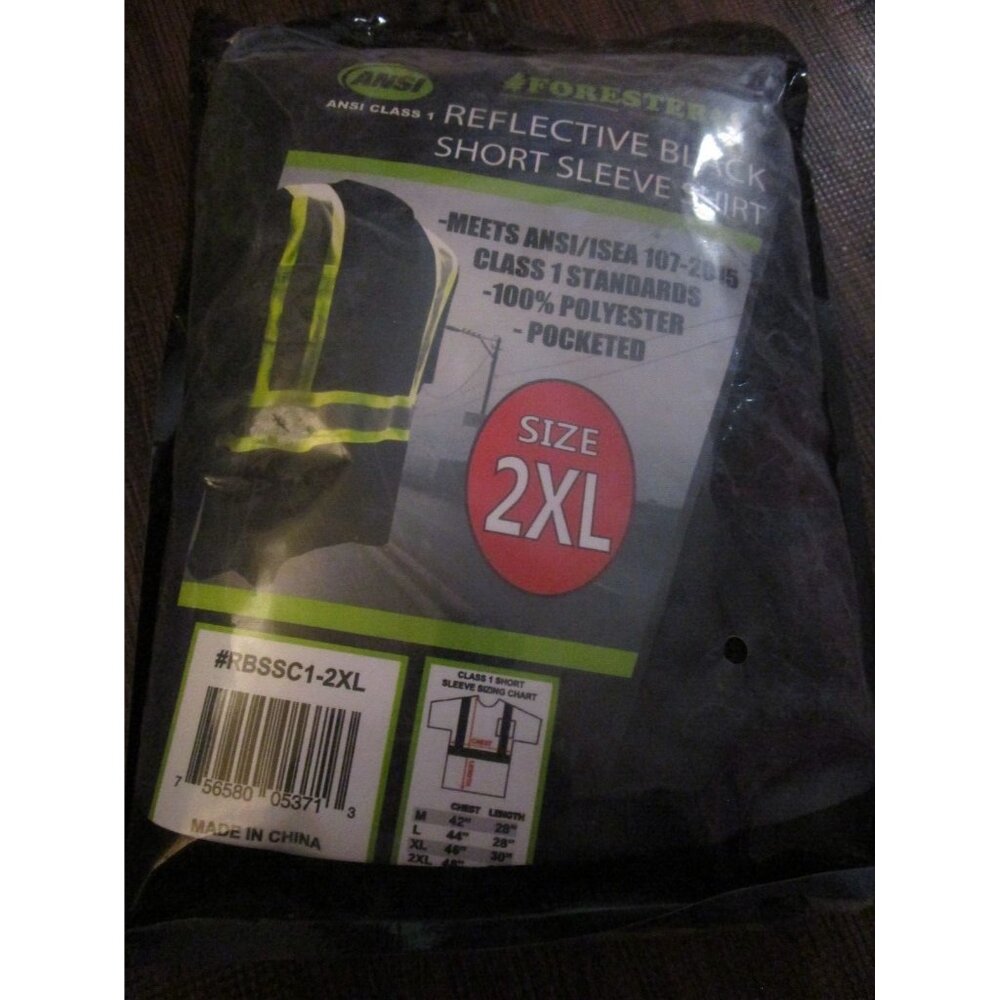 Forester Men's Class 1 Reflective Black Short Sleeve Safety T-Shirt 2XL